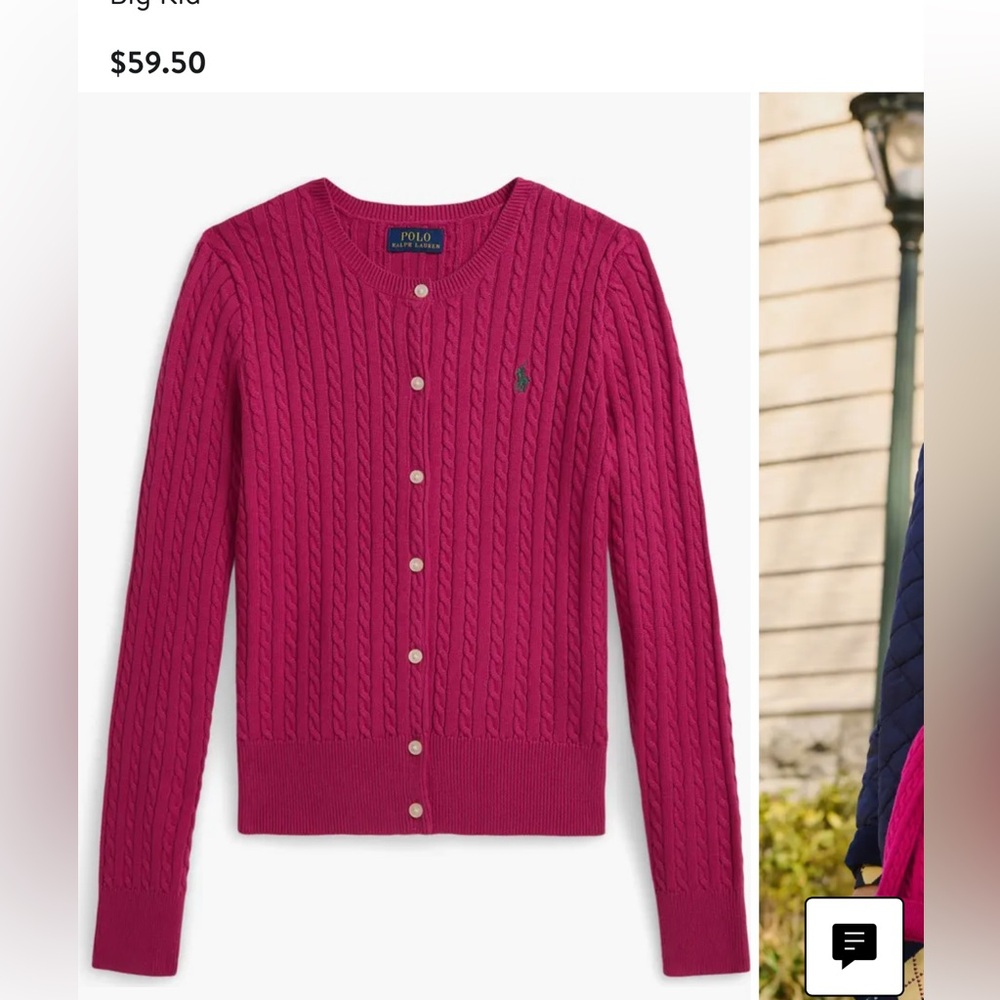 Polo by Ralph Lauren Pink Kids Cable Knit Cardigan
